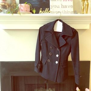 Express navy pea coat size xs
